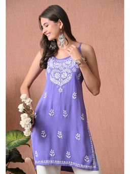 SYRISH - Purple Hand Embroidered Chikankari Kurti