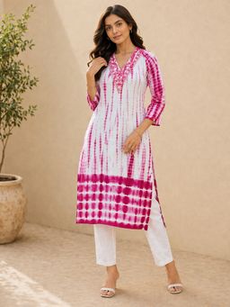 Rangita - Pink Rayon Straight Kurta