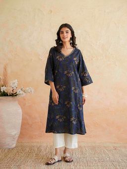 GOODHAND - Blue Printed Ultimate Kurta