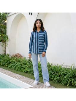 Vastara TheLabel - Promenade Blue Cotton Shirt