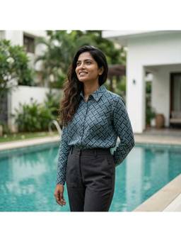 Vastara TheLabel - Abstract Printed Blue Shirt