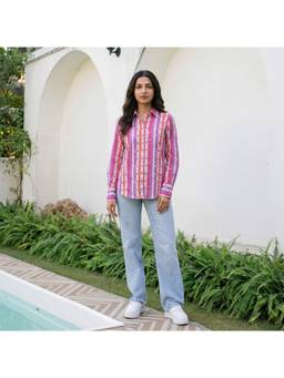 Vastara TheLabel - Cute Heart Stripes Pink Shirt