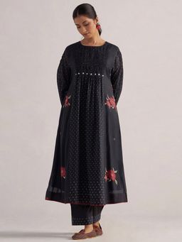 Ganga Fashions - Black Bandhani And Flower Printed Co-Ord Set