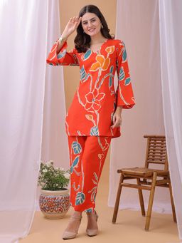 HRITIKA - Red Rayon Printed Co Ord Set