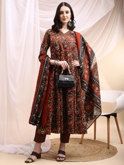 BERRYLICIOUS - Paisley Printed Angarkha Style Kurta with Pant and Dupatta