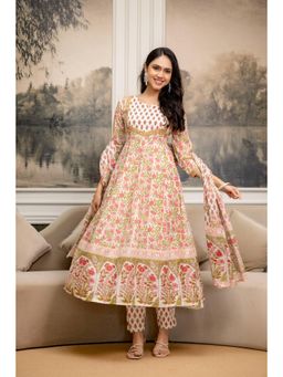 BERRYLICIOUS - Sequined and Floral Anarkali Kurta with Pant and Dupatta