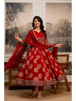 BERRYLICIOUS - Printed Anarkali Kurta with Pant and Dupatta