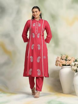 Nayam by lakshita - Embroidered A-Line Rayon Kurta and Pant