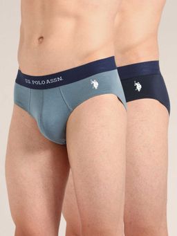 U.S. POLO ASSN. - Multi-Color Solid Plain Elastic Brief (Pack of 2)