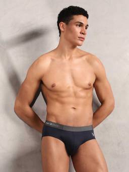 U.S. POLO ASSN. - Blue Solid Plain Elastic Brief