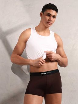 U.S. POLO ASSN. - Brown Solid Plain Elastic Trunk