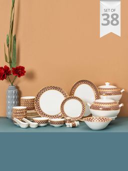CLAY CRAFT - Fine Ceramic Geometric Dinner Set - 38 Pieces