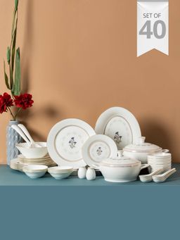 CLAY CRAFT - Fine Ceramic Floral Dinner Set - 40 Pieces