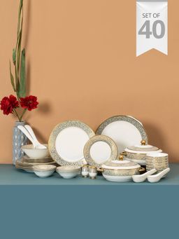 CLAY CRAFT - Fine Ceramic Floral Dinner Set - 40 Pieces
