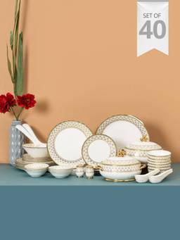 CLAY CRAFT - Fine Ceramic Floral Dinner Set - 40 Pieces