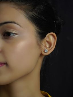 Niscka - Silver Plated American Diamond Stud Earring