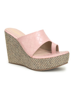 VALIOSAA - Textured Pink Wedges Heels