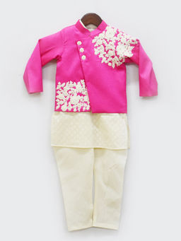 Fayon Kids - Hot Pink Jacket with Kurta and Chudidar (Set of 3)