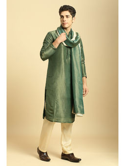 Masumi Mewawalla - Green Tissue Kurta with Pant with Dupatta (Set of 3)