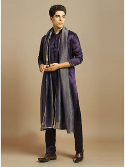 Masumi Mewawalla - Deep Purple Kurta with Pant and Dupatta (Set of 3)