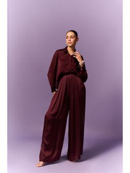 EMBLAZE - Maroon Mashroo Co-Ord (Set of 2)