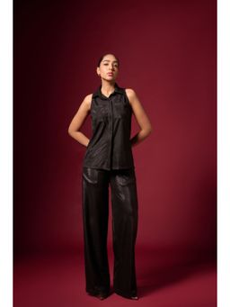 EMBLAZE - Black Shimmer Sleeveless Co-Ord (Set of 2)