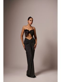 EMBLAZE - Black Bow Mashroo Bow Crop Top with Shimmer Skirt (Set of 2)