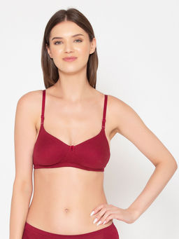 Groversons Paris Beauty - Non-Padded Seamless Everyday T-shirt Bra-Maroon