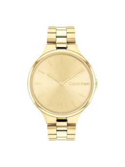 Calvin Klein - Linked Bracelet Quartz Gold Round Sunray Dial Womens Watch - 25200126