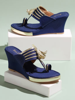 Inc.5 - Women Navy Blue Party Wedges
