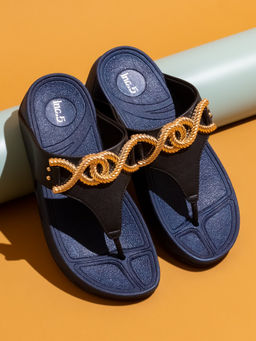 Inc.5 - Women Black & Navy Blue Casual Sandals