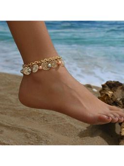 Amorenmore - Golden Breeze Gold Tone Adjustable Charm Anklet
