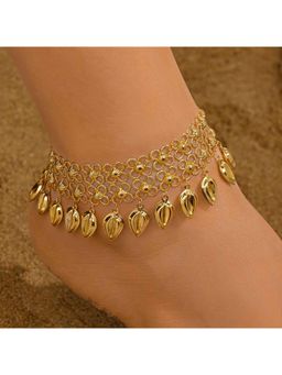 Amorenmore - Golden Dewdrop Gold Plated Chain Elegant Anklet