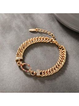 Amorenmore - Aurielle Edge Interlock Crystal Gold Plated Link Bracelet