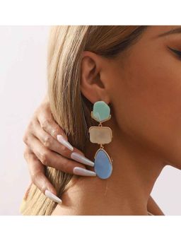 Amorenmore - Celestia Muse Pastel Stone Gold Plated Drop Earrings