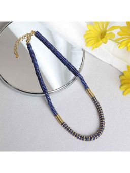 Amorenmore - Azure Muse Deep Blue Gold Plated Beaded Statement Necklace