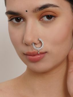 Mali Fionna - Ad Silver Plating White Stone Nose Ring For Women
