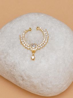 Mali Fionna - Ad Gold Plating White Stone Nose Ring For Women
