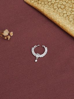 Mali Fionna - Ad Silver Plating White Stone Nose Ring For Women