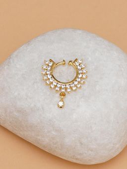 Mali Fionna - Ad Gold Plating White Stone Nose Ring For Women