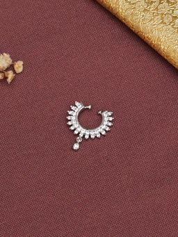 Mali Fionna - Ad Silver Plating White Stone Nose Ring For Women