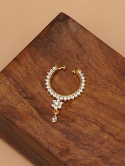 Mali Fionna - Ad Gold Plating White Stone Nose Ring For Women
