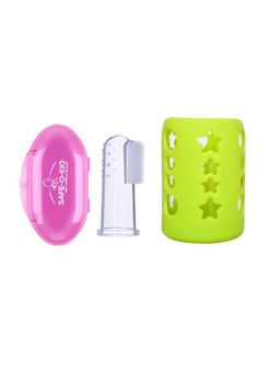 Safe-O-Kid - Baby Tongue Cleaner and Silicone Feeding Bottle Cover- Multi-Color (0-36 Months)