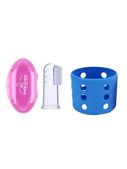 Safe-O-Kid - Baby Tongue Cleaner and Silicone Feeding Bottle Cover- Multi-Color (0-36 Months)