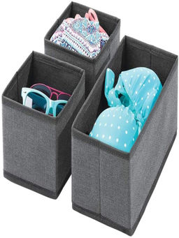 House of Quirk - Storage Box Closet Dresser Drawer Organizer Cube Basket - Black