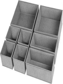 House of Quirk - Foldable Storage Box Drawer Divider Organizer - Grey