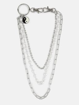 Kazo - Multilayered Silver Pearl Jeans Chain
