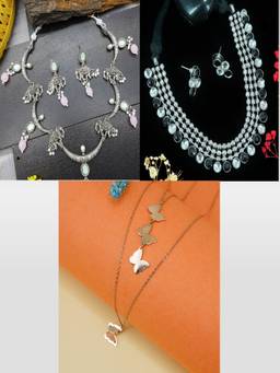 GRIIHAM - Women Multi-Color 3 Necklaces with 2 Pair Of Earrings