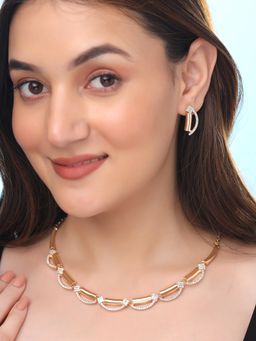 Yellow Chimes - White Stone Necklace Set A5 Crystal