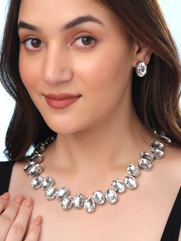 Yellow Chimes - White Stone Necklace Set A5 Crystal